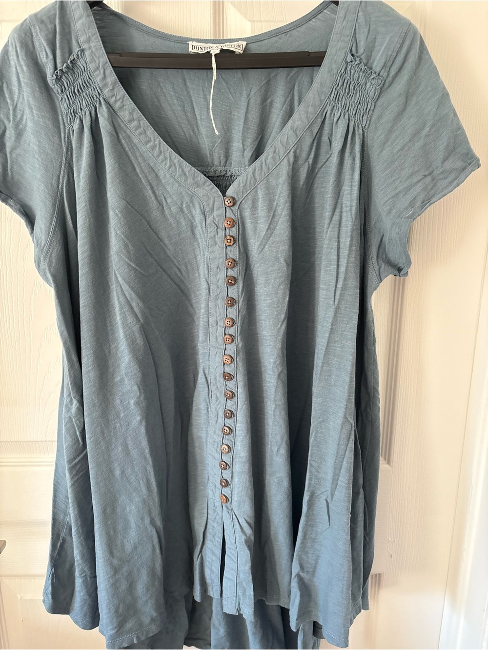 Hinton & Hinton Blue Button Front Tunic Top Size XL - Picture 5 of 5
